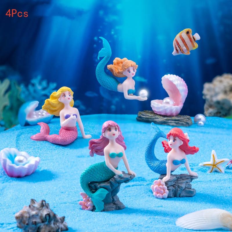 Aquarium Innovative Marine - 4Pcs Plastic Fish Tank Little Mermaid