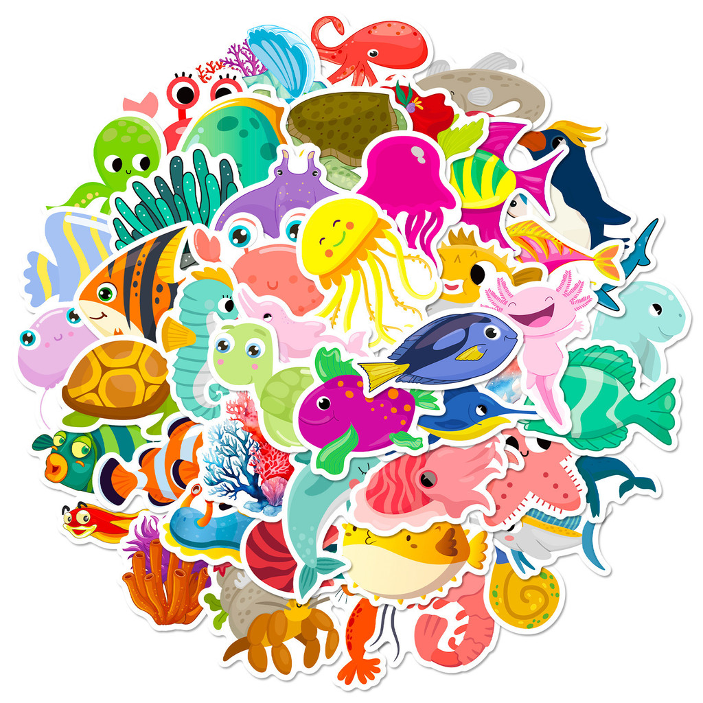 50Pcs Marine Life Stickers - C - Aquarium Innovative Marine 评论和价格
