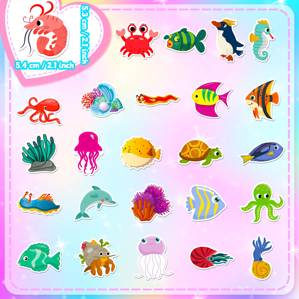 50Pcs Marine Life Stickers - C - Aquarium Innovative Marine 评论和价格
