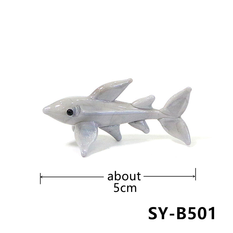 Handmade Mini Glass Shark Figu - Marine Aquarium Design 评论和价格
