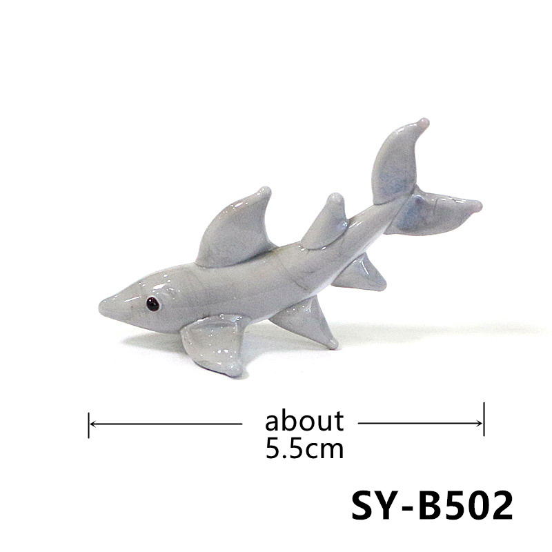 Handmade Mini Glass Shark Figu - Marine Aquarium Design 评论和价格